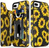 🌼 leto iphone 8 plus/7 plus floral wallet case with kickstand, card slots - blooming sunflowers design for girls/women - protective pu leather phone case for iphone 8+/7+ logo