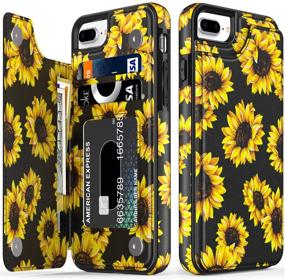 img 4 attached to 🌼 LETO iPhone 8 Plus/7 Plus Floral Wallet Case with Kickstand, Card Slots - Blooming Sunflowers Design for Girls/Women - Protective PU Leather Phone Case for iPhone 8+/7+