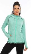 koscacy women's full zip running hoodie with thumb holes - lightweight yoga track jacket logo