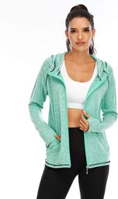 img 1 attached to Koscacy Women's Full Zip Running Hoodie with Thumb Holes - Lightweight Yoga Track Jacket