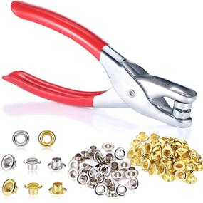 img 4 attached to 🔧 1/4 Inch Grommet Eyelet Plier Set with 300 Metal Eyelets - Grommet Tool Kit for Leather Clothes Belt