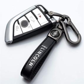 img 3 attached to Genuine Leather Car Logo Keychain For Lincoln Key Chain Accessories Keyring With Logo(Black)