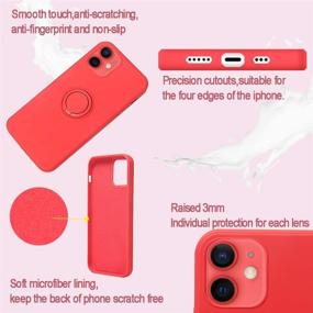 img 2 attached to 🔴 360° Red Silicone Rubber iPhone 12 & 12 Pro Holder Case: Full Body Protection, Kickstand, Hand Strap, Car Mount Support