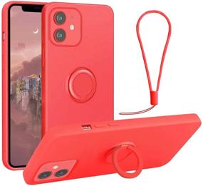 img 4 attached to 🔴 360° Red Silicone Rubber iPhone 12 & 12 Pro Holder Case: Full Body Protection, Kickstand, Hand Strap, Car Mount Support