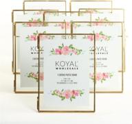 🖼️ koyal wholesale 8-pack pressed glass floating picture frames 5 x 7 with gold stands for horizontal/vertical photos, table numbers, place cards логотип