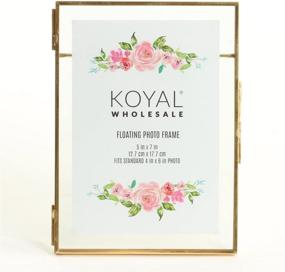 img 1 attached to 🖼️ Koyal Wholesale 8-Pack Pressed Glass Floating Picture Frames 5 x 7 with Gold Stands for Horizontal/Vertical Photos, Table Numbers, Place Cards