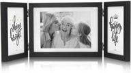 🖼️ afuly black collage triple photo frames for desk – 3 opening 4x6 and 5x7 – hinged folding design – unique thanksgiving and christmas gifts логотип