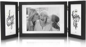 img 4 attached to 🖼️ Afuly Black Collage Triple Photo Frames for Desk – 3 Opening 4x6 and 5x7 – Hinged Folding Design – Unique Thanksgiving and Christmas Gifts