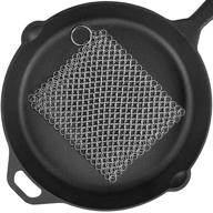 premium stainless steel chain scrubber for effective cast iron 🧼 cleaning: 8’’x6’’ 316l cleaner for pans, pots, dutch ovens, skillets, and grills logo
