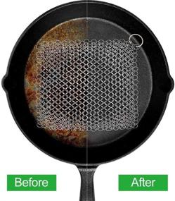 img 1 attached to Premium Stainless Steel Chain Scrubber for Effective Cast Iron 🧼 Cleaning: 8’’x6’’ 316L Cleaner for Pans, Pots, Dutch Ovens, Skillets, and Grills