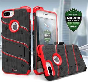 img 3 attached to 📱 ZIZO Bolt Series iPhone 8 Plus Case - Military Grade Drop Tested, with Screen Protector & Holster - iPhone 7 Plus Case Black/RED