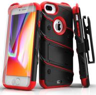 📱 zizo bolt series iphone 8 plus case - military grade drop tested, with screen protector & holster - iphone 7 plus case black/red logo