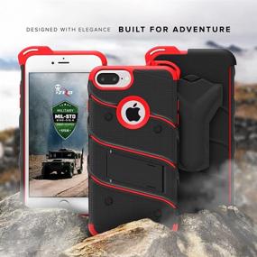 img 1 attached to 📱 ZIZO Bolt Series iPhone 8 Plus Case - Military Grade Drop Tested, with Screen Protector & Holster - iPhone 7 Plus Case Black/RED