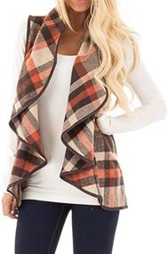 img 3 attached to YACUN Women's Plaid Vest with Lapel, Open Front, Sleeveless Cardigan Jacket Coat - Featuring Convenient Pockets