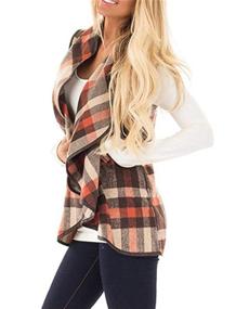 img 2 attached to YACUN Women's Plaid Vest with Lapel, Open Front, Sleeveless Cardigan Jacket Coat - Featuring Convenient Pockets
