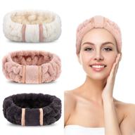 3-pack microfiber spa headbands for women - skincare, face washing, makeup & more (pink, white, black) logo