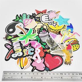 img 3 attached to 🌈 Niangzisewing Mix Lots Bulk Iron on Patches - 50pcs Sew on Patches for Crafts & Embroidery - Motif Clothes Jackets Hats Backpacks Jeans - Kids Rainbows Rose Bird Butterfly Hearts - (Mix, 1" to 3")