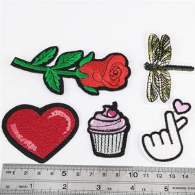 img 2 attached to 🌈 Niangzisewing Mix Lots Bulk Iron on Patches - 50pcs Sew on Patches for Crafts & Embroidery - Motif Clothes Jackets Hats Backpacks Jeans - Kids Rainbows Rose Bird Butterfly Hearts - (Mix, 1" to 3")