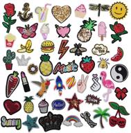 🌈 niangzisewing mix lots bulk iron on patches - 50pcs sew on patches for crafts & embroidery - motif clothes jackets hats backpacks jeans - kids rainbows rose bird butterfly hearts - (mix, 1" to 3") logo