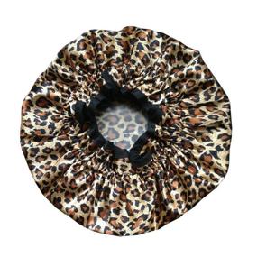 img 1 attached to 🎀 Stunning Ayygift Designer Waterproof Satin Shower Cap: Stay Fashionable in the Leopard-patterned SPA Bath Cap Hat