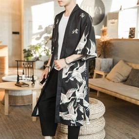 img 1 attached to Japanese Kimono Outwear Bathrobe Vintage