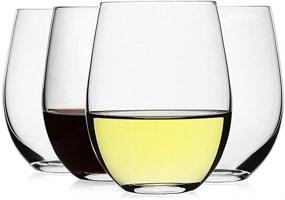 img 4 attached to 🍷 LUXU Stemless Wine Glasses Set of 4 - 20 oz, Clear Wine Cups for Red or White Wine, Crystal Whiskey Tumblers and Large Water Goblets - Drinking Glassware for Beer, Ideal Wine Gifts for Any Occasion