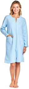 img 3 attached to Cozy Comfort: Casual Nights Women's Long Sleeve Zip Up Short Fleece Robe - Perfect for Chilly Nights!