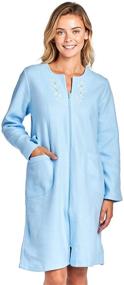 img 4 attached to Cozy Comfort: Casual Nights Women's Long Sleeve Zip Up Short Fleece Robe - Perfect for Chilly Nights!