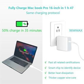 img 2 attached to ⚡️ Fast Charging 96W USB C Power Adapter for MacBook Pro 13 15 16 inch, 2018-2020 Air 13 inch, iPad Pro 11 12.9 - Thunderbolt 3 Compatible, Includes 6.6 ft Type C Cable
