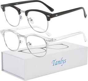 img 4 attached to 👓 Tanlys 2 Pack Blue Light Blocking Glasses for Computer Eye Strain, Dry Eye & Sour Eye Relief, Anti-UV to Reduce Headache - Stylish Design