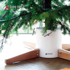 img 3 attached to Nordic Style Tree Nest: Stable 10ft Christmas Tree Stand Base for Xmas Decoration Timber (White)