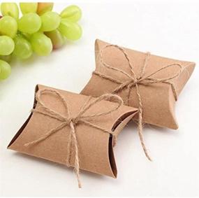 img 1 attached to 🎁 Awtlife 100PCS Cute Kraft Paper Pillow Mini Candy Box: Perfect Wedding Party Favors + Bonus 50pcs Jute Twine!