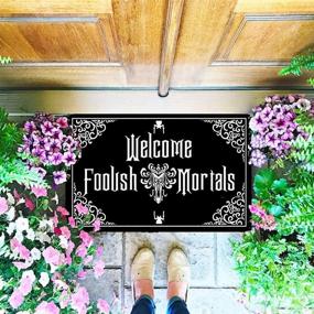 img 2 attached to 🤣 Hilarious Foolish Mortals Welcome Mat - Rubber Backed, Non-Slip Funny Doormat for Outdoor/Indoor - Low-Profile 23.6"(W) X 15.7"(L) Entry Rug Mat