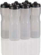 💦 50 strong brand jet stream sports squeeze water bottle with one-way valve - team pack – set of 6 leak-proof squirt water bottles - 28 oz - ideal for bicycles - made in the usa (clear) logo