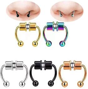 img 4 attached to Stainless Magnetic Septum Horseshoe Piercing Women's Jewelry