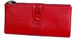 img 3 attached to 👛 RFID Blocking Genuine Leather Womens Wallet - Red Credit Card Clutch Purse