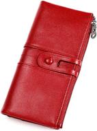 👛 rfid blocking genuine leather womens wallet - red credit card clutch purse logo