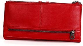 img 2 attached to 👛 RFID Blocking Genuine Leather Womens Wallet - Red Credit Card Clutch Purse