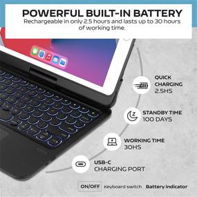 img 2 attached to 🔘 MOBEE Unitype Keyboard Case for iPad 2018/2017/Pro 9.7/Air 2 & 1 - Thin & Light - 360 Rotatable - Backlit 7 Color - iPad Case with Keyboard (9.7, Black)