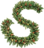 🎄 oasiscraft 9ft pre-lit christmas garland: battery operated, 50 warm lights, outdoor xmas decor with pine cones and timer logo