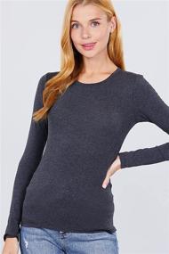 img 3 attached to 👚 Soft Cotton Long Sleeve Crew Neck & V Neck Slim Top Shirts for Women Plus Size (S-2XL), Basic Solid & Lightweight