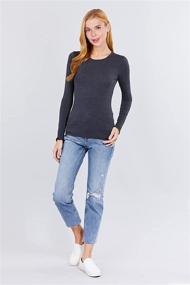 img 1 attached to 👚 Soft Cotton Long Sleeve Crew Neck & V Neck Slim Top Shirts for Women Plus Size (S-2XL), Basic Solid & Lightweight