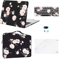 protective bundle: mosiso macbook air 13 inch case (2010-2017), camellia hard shell with sleeve bag, keyboard cover, webcam cover & screen protector - black logo