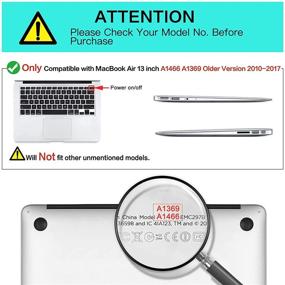 img 3 attached to Защитный набор: чехол MOSISO для MacBook Air 13 дюймов (2010-2017), жесткий чехол с рисунком камелии, сумка для ноутбука, защитная пленка для клавиатуры, чехол для веб-камеры и защитная пленка для экрана - черный.