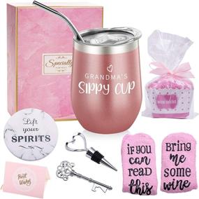 img 4 attached to Grandma's Sippy Cup - Funny Birthday Gifts for Women - Gifts for Grandma from Niece - Best Gifts Ideas for Best Grandma Ever - Gifts Set 12oz Wine Tumbler with Greeting Card