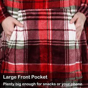 img 1 attached to 🤗 Wearable Fleece Blanket with Sleeves and Foot Pocket for Adults - Super Soft Cozy Microplush TV Blanket Throw Wrap Cover for Lounge Couch, Reading, and Watching TV