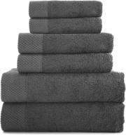 👌 premium dark grey towel set: 100% cotton, highly absorbent, super soft | bathroom towels, 6 piece set (2 bath, 2 hand, 2 washcloths) - 500 gsm logo