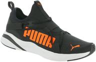 puma softride rift 👟 slip shoes in black and orange logo