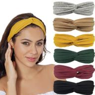 💁 rinco women's headbands: stylish boho stretchy hair bands for girls. perfect for yoga, workouts, non-slip vintage hair accessories - 6 packs (twisted set) logo