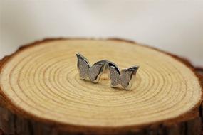 img 2 attached to 🦋 Stainless Steel Frosted Butterfly Stud Earrings for Women and Girls with Gift Box - Ear Jewelry